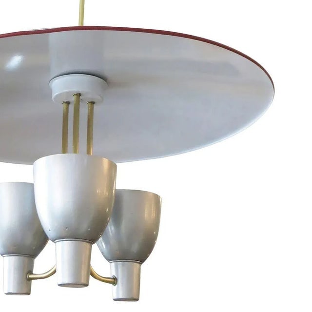 1953 Enameled Pendant Chandelier by Moe Lighting With 3 Arms for Dining Room - 3
