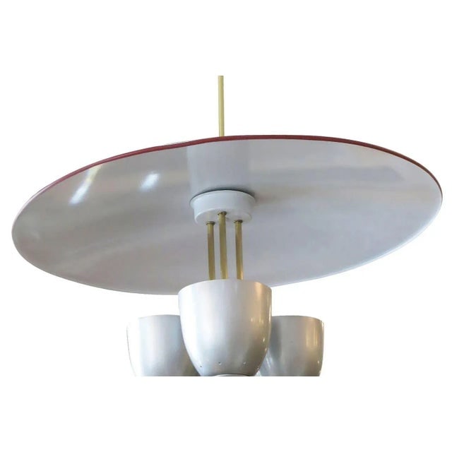 1953 Enameled Pendant Chandelier by Moe Lighting With 3 Arms for Dining Room - 4