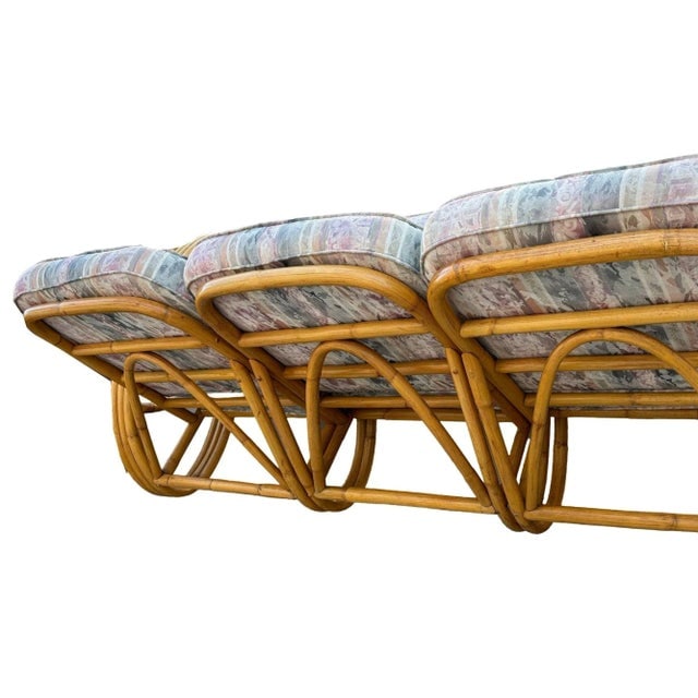 1940s Restored Mid-Century Modern 3-Strand 3/4 Pretzel Arm Rattan Sofa & Settee Living Room Set- 2 - 6