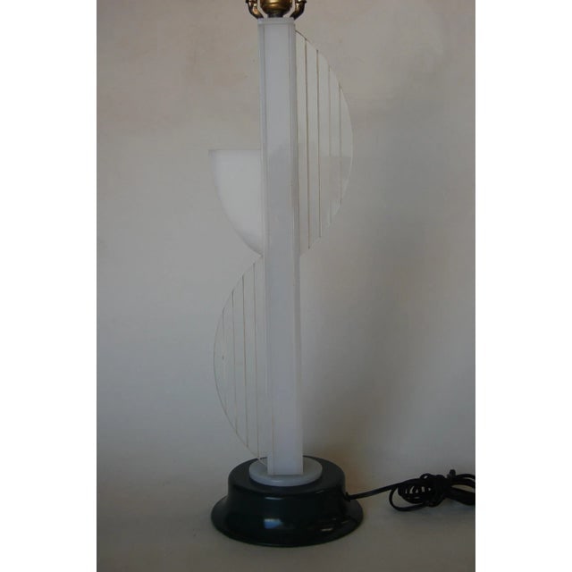 Mid Century Modern White Lucite Table Lamp W/ Side Planter by Moss Lighting - 3