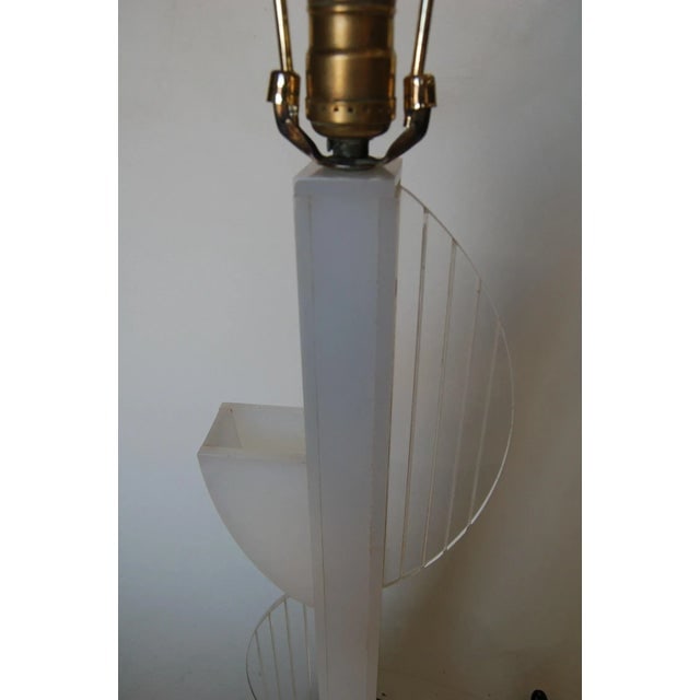 Mid Century Modern White Lucite Table Lamp W/ Side Planter by Moss Lighting - 4