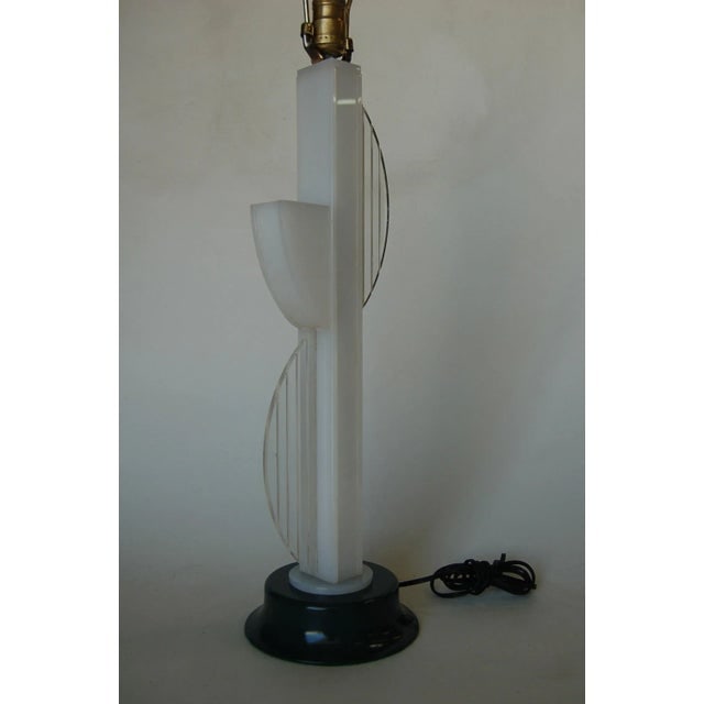 Mid Century Modern White Lucite Table Lamp W/ Side Planter by Moss Lighting - 6