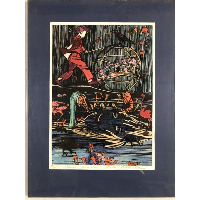 Hand-Colored Abstract Block Prints in Acrylic Frame by Beato P. Set of 4 - 2