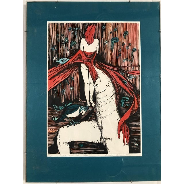 Hand-Colored Abstract Block Prints in Acrylic Frame by Beato P. Set of 4 - 3