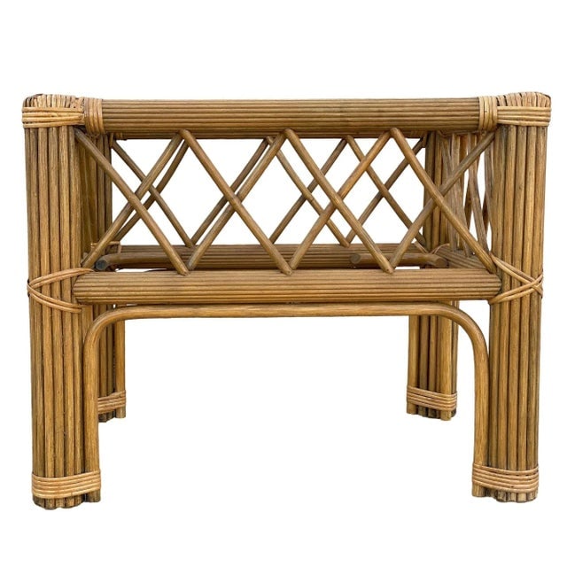 Art Deco "President" Stick Reed Rattan Coffee & Side Table Set - 9