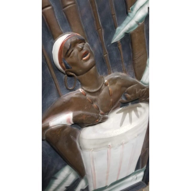 Mid Century Cooper Embossed Bongo Player Wood Framed by c.i.e. Pearson - 3