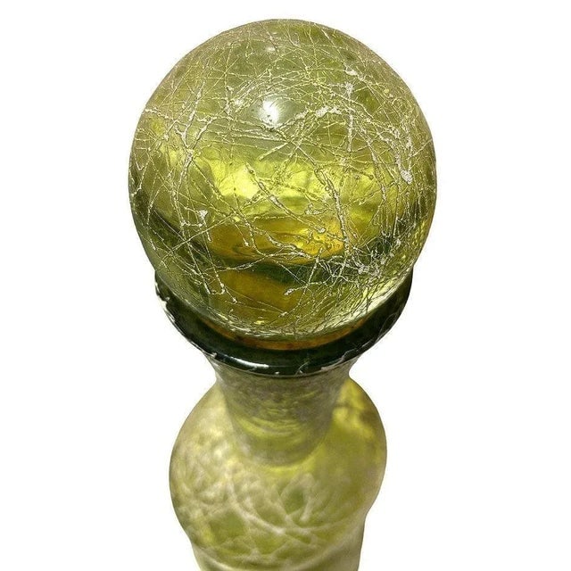 1960s Spanish Mid Century Spaghetti String Green Art Glass String Decanter Bottle - 4