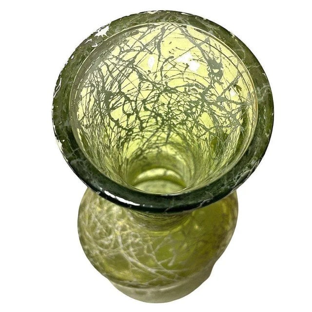 1960s Spanish Mid Century Spaghetti String Green Art Glass String Decanter Bottle - 5