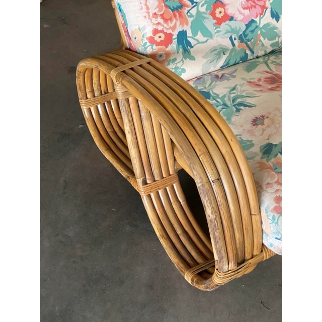 1950s Restored Mid Century 5-Strand Reverse Pretzel Rattan Lounge Chair - 2