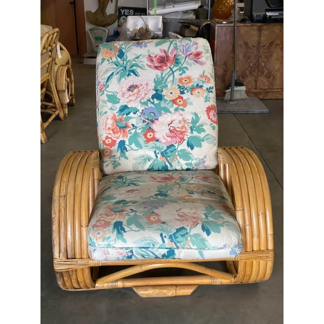 1950s Restored Mid Century 5-Strand Reverse Pretzel Rattan Lounge Chair - 3