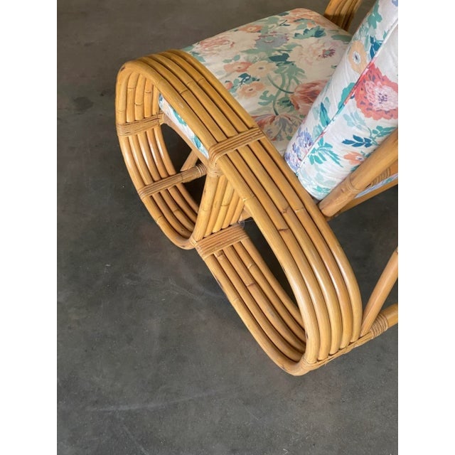 1950s Restored Mid Century 5-Strand Reverse Pretzel Rattan Lounge Chair - 6