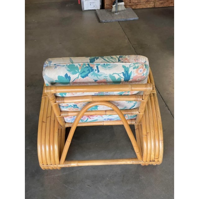 1950s Restored Mid Century 5-Strand Reverse Pretzel Rattan Lounge Chair - 7
