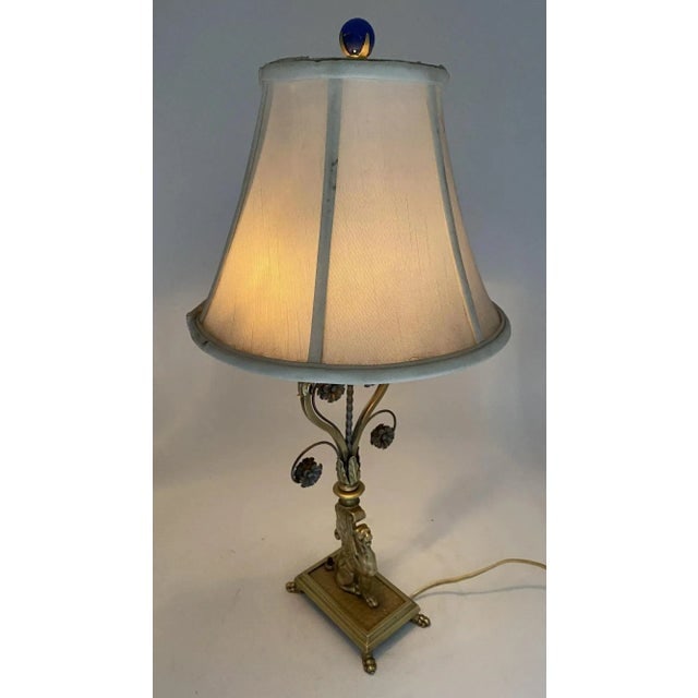 1940s Hollywood Regency Brass Scrolling Griffin Table Lamp With Lamp Shade - 5