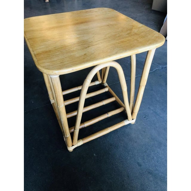 1950s Restored Three-Strand "Quad Arch" Rattan Side Table - 4