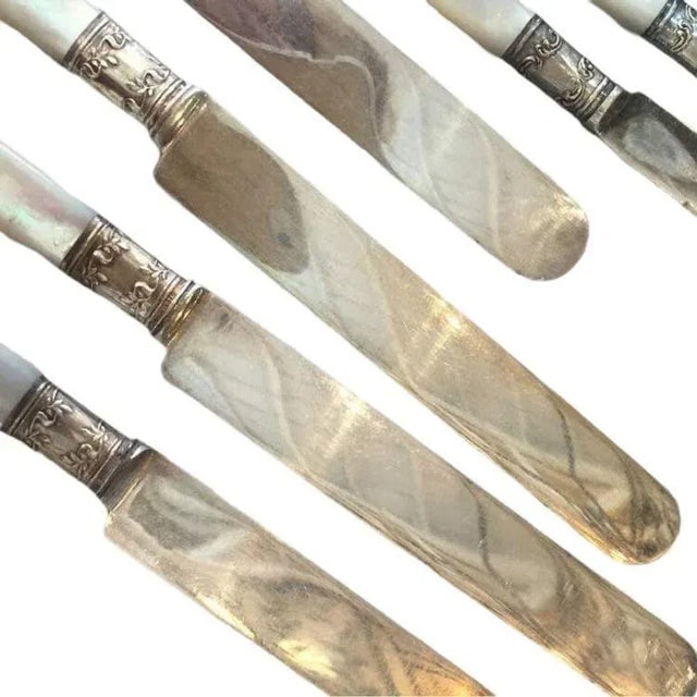 Vintage Fish Flatware Set, Sterling Silver With Mother-Of-Pearl, Set of 18 - 6