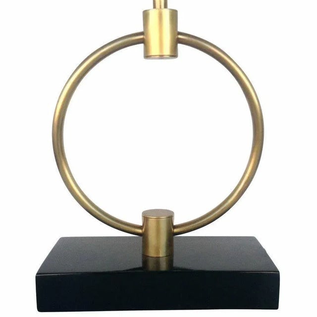 Mid-Century Gilbert Rohde Style Brass Ring Table Lamp, Pair - 7