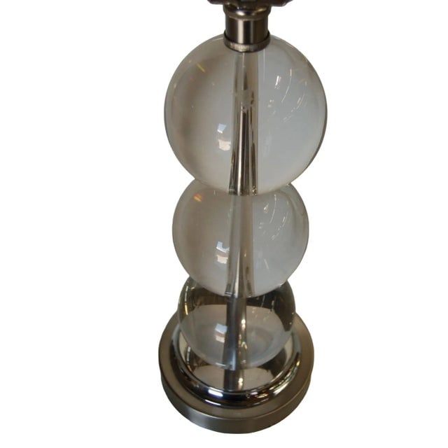 Large Stacked Three Large Crystal Ball Table Lamp - 2