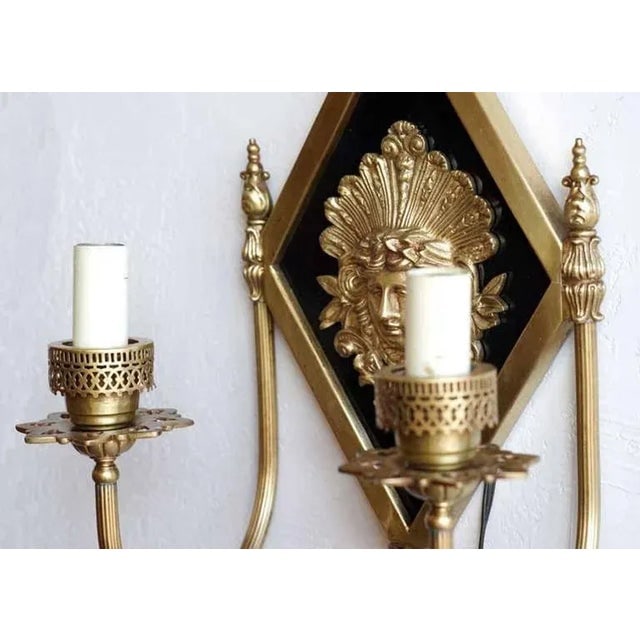 Edwardian Era Neoclassical Bronze Greek Face 2-Arm Sconce, 2 Available - 3