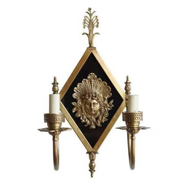 Edwardian Era Neoclassical Bronze Greek Face 2-Arm Sconce, 2 Available - 7