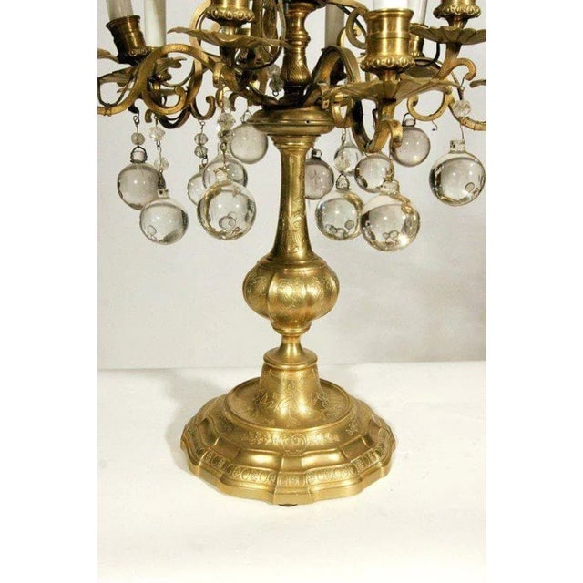 French 19th Century Crystal and Glass Girandole Table Lamp - 5