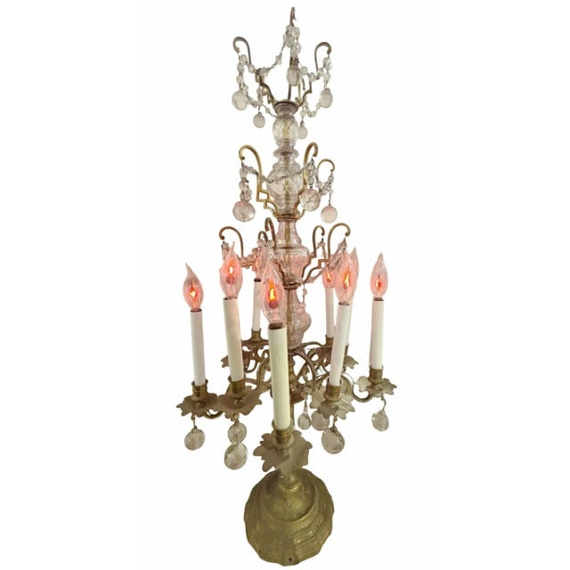 French 19th Century Crystal and Glass Girandole Table Lamp - 6