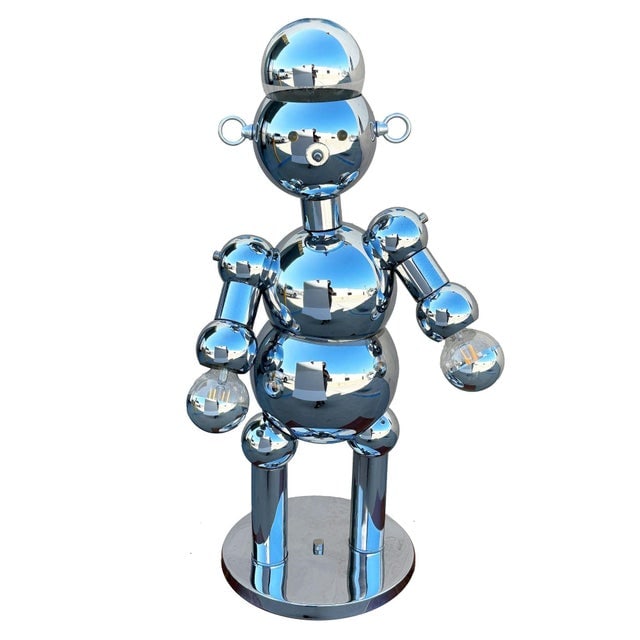 1975 Post-Modern Chrome Bubble Ball Robot Table Lamp by Torino Lamps - 2