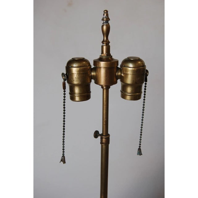 Carved Oak and Brass Biomorphic Modernist Table Lamp, Pair - 7