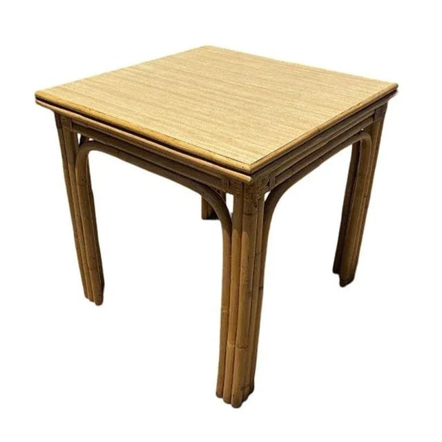 1940s Restored Mid-Century Blond Expanding Hinge Leaf Rattan Dining Table - 7