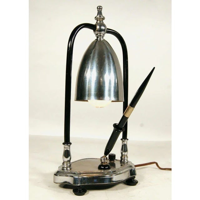 1930s Art Deco Desk Lamp With Pen Holder - 3