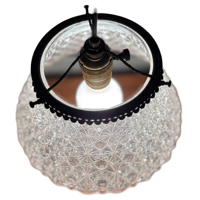 19th Century Victorian Daisy and Buttons Pressed Glass Light - 6