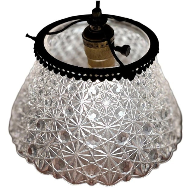 19th Century Victorian Daisy and Buttons Pressed Glass Light - 7