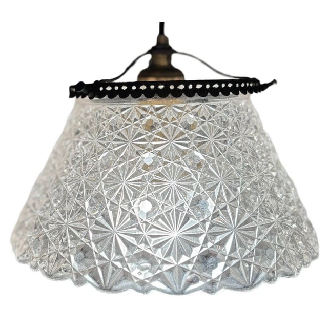 19th Century Victorian Daisy and Buttons Pressed Glass Light - 8
