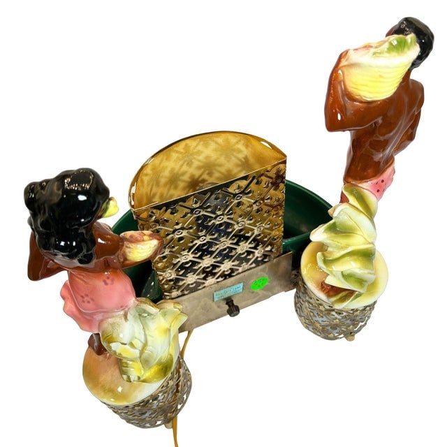 Mid 20th Century Mid-Century Hawaiian Themed Brass & Ceramic Tv Lamp & Planter by Sierra Columbia - 5