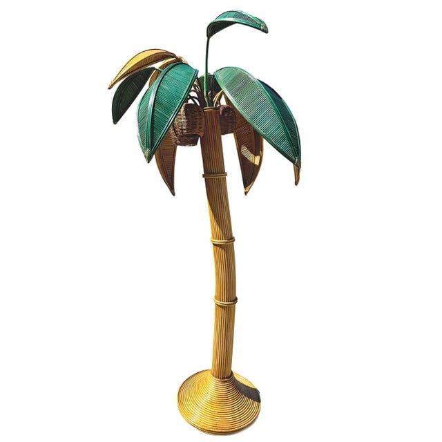 Mid-Century Sculptural Rattan Palm Tree Floor Lamp, Mario Torres Lopez Attributed - 3
