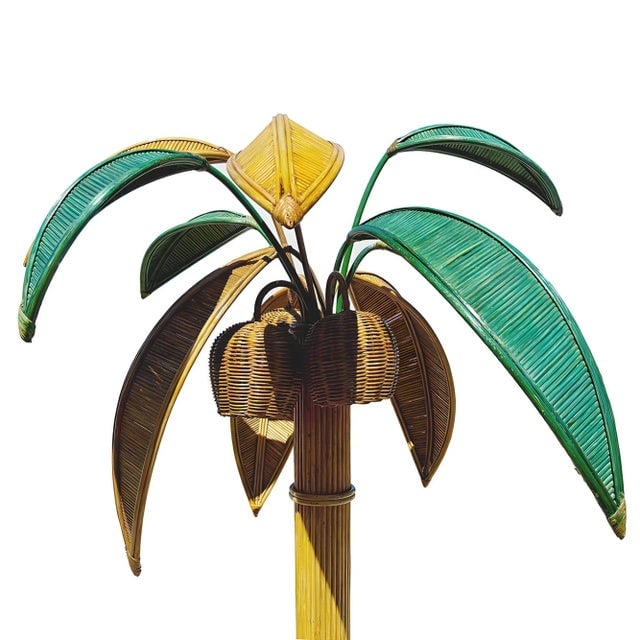 Mid-Century Sculptural Rattan Palm Tree Floor Lamp, Mario Torres Lopez Attributed - 4