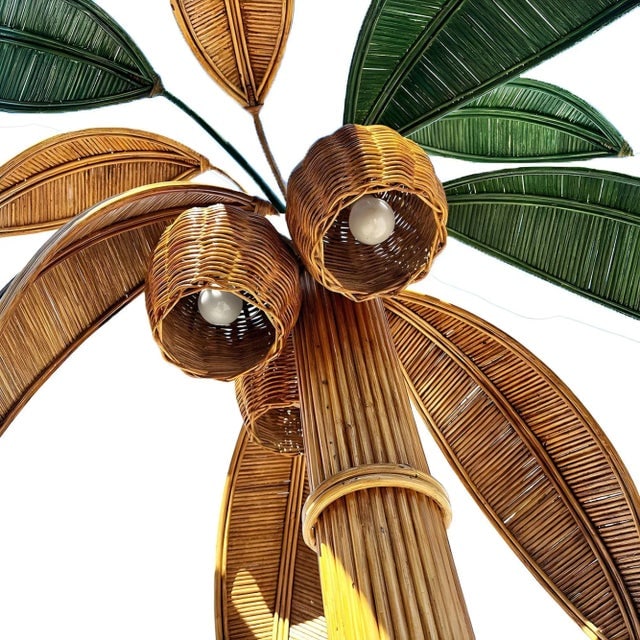 Mid-Century Sculptural Rattan Palm Tree Floor Lamp, Mario Torres Lopez Attributed - 5