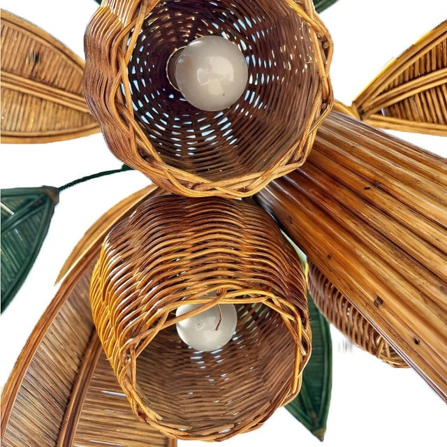 Mid-Century Sculptural Rattan Palm Tree Floor Lamp, Mario Torres Lopez Attributed - 6