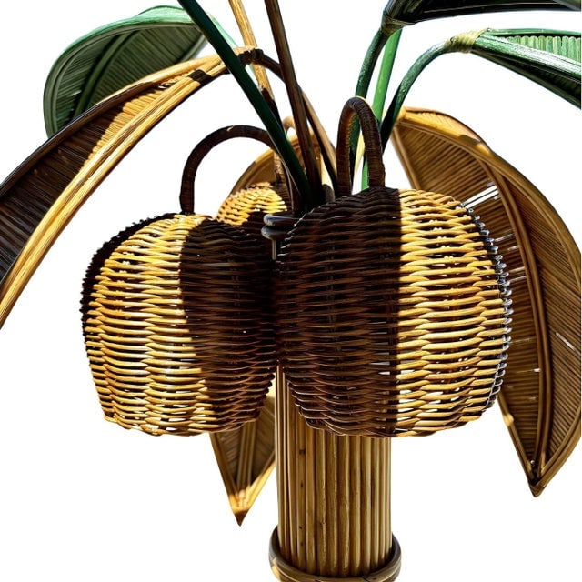Mid-Century Sculptural Rattan Palm Tree Floor Lamp, Mario Torres Lopez Attributed - 7