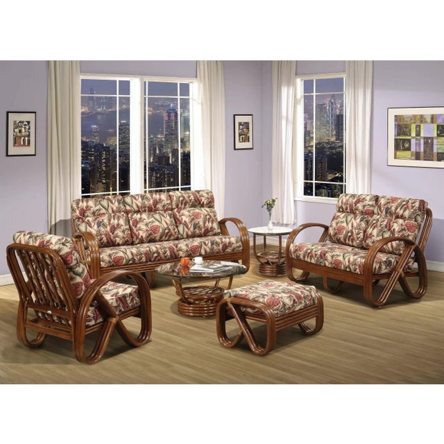 Modernist 3-Strand 3/4 Pretzel "Kauai" Rattan Living Room Set, 6 Pieces - 2
