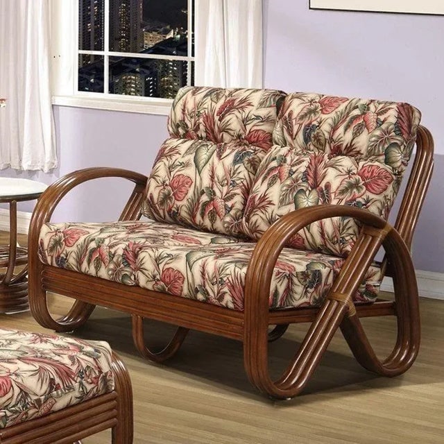 Modernist 3-Strand 3/4 Pretzel "Kauai" Rattan Living Room Set, 6 Pieces - 4