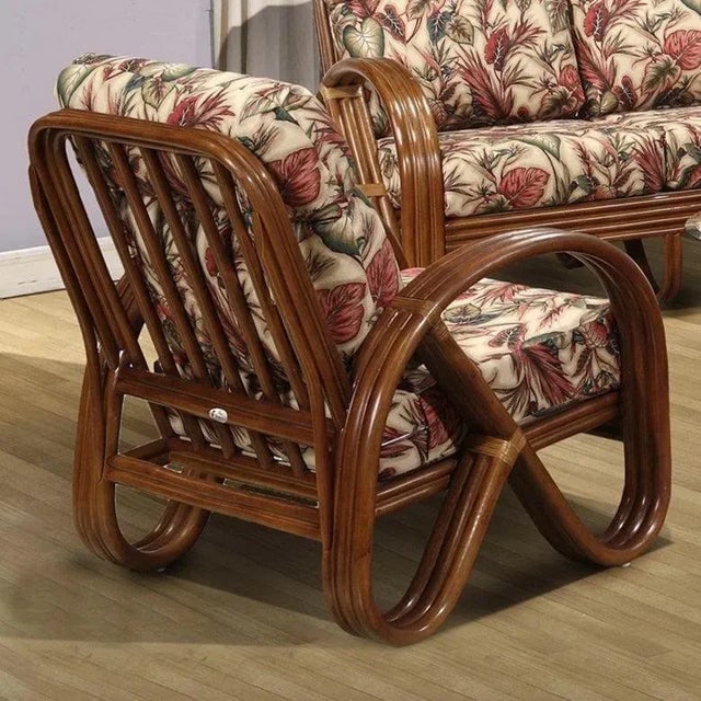 Modernist 3-Strand 3/4 Pretzel "Kauai" Rattan Living Room Set, 6 Pieces - 5