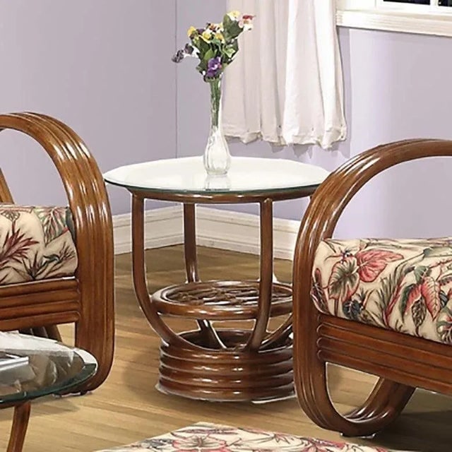 Modernist 3-Strand 3/4 Pretzel "Kauai" Rattan Living Room Set, 6 Pieces - 6