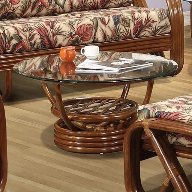Modernist 3-Strand 3/4 Pretzel "Kauai" Rattan Living Room Set, 6 Pieces - 7