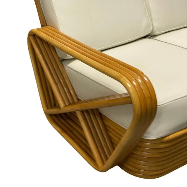 1940s Restored Frankl Style Four-Strand Square Pretzel Rattan Sectional Settee - 7