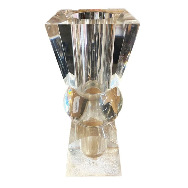 Large Hand Sculpted Mid Century Lucite Vase - 2