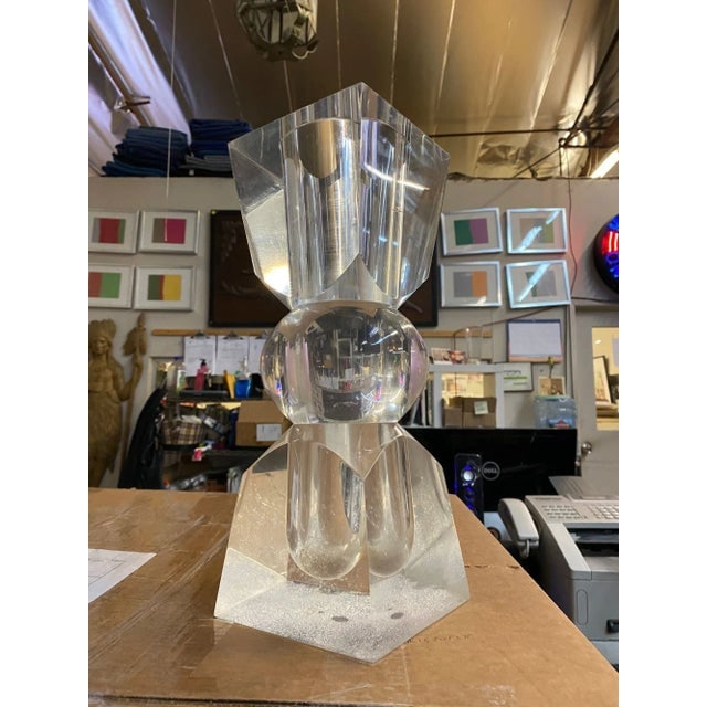 Large Hand Sculpted Mid Century Lucite Vase - 4