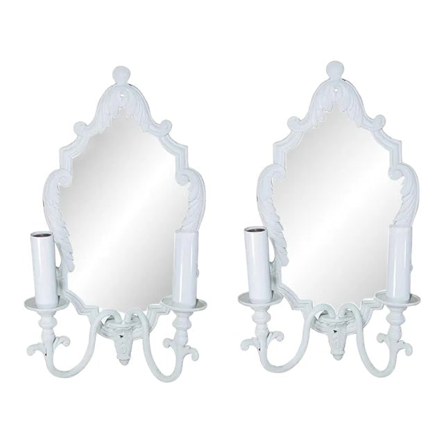 Pair of 1920s French Painted Bronze Mirrored Sconces (1 of 5)