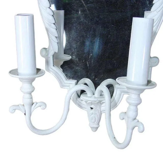 Pair of 1920s French Painted Bronze Mirrored Sconces - 4