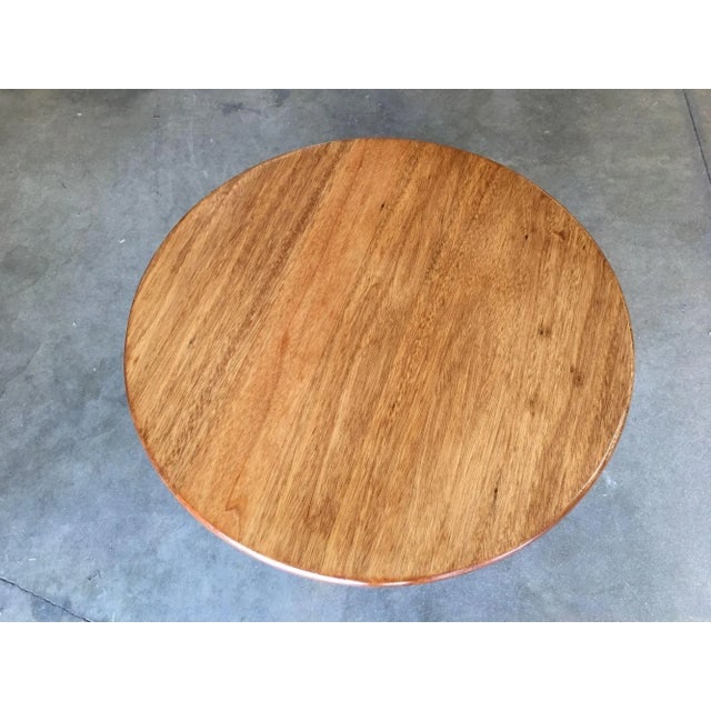1950s Restored Childs Size Round Rattan Dining Table with Mahogany Top - 3