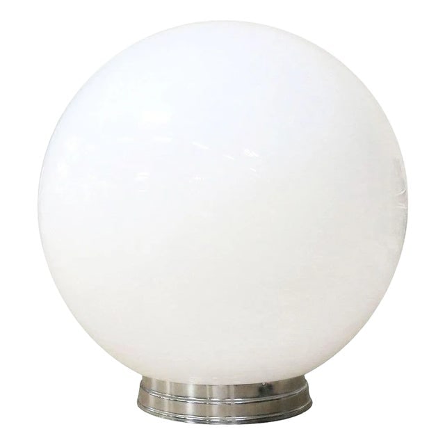 1930 Round Art Deco School House Milk Glass Ceiling Globe W Flush Celing Fixture (1 of 5)